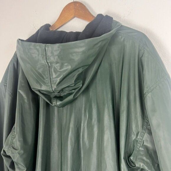 Vintage 90s Zip Up Raincoat San Francisco Embroidered Mens Fleece Lined Green M - Picture 5 of 12